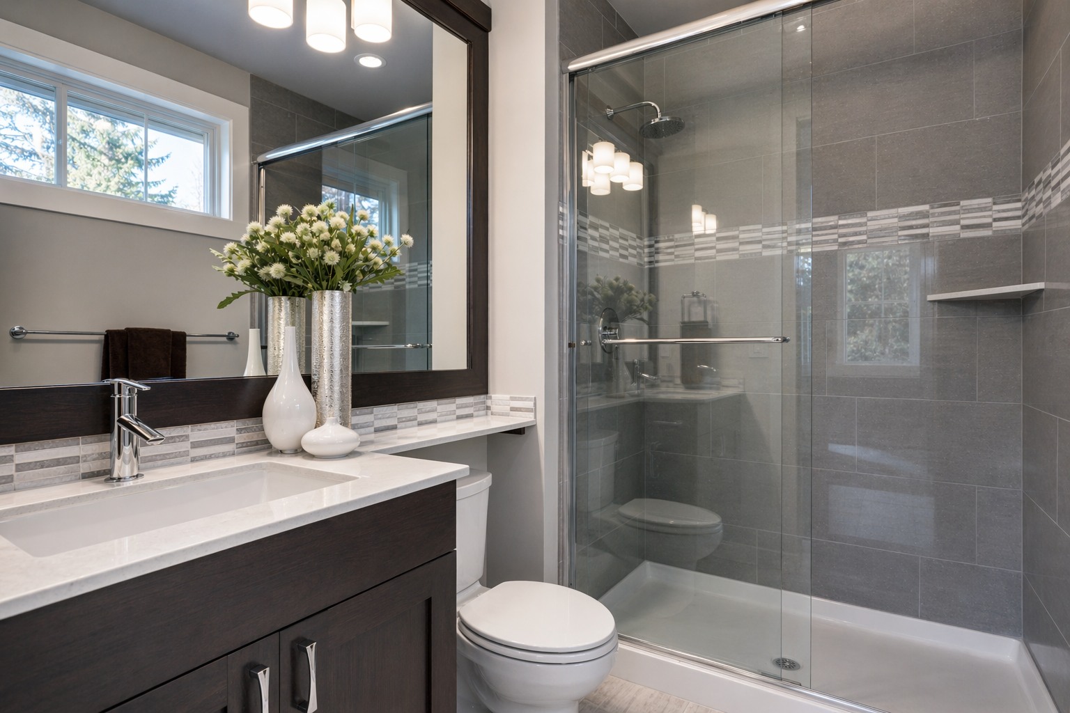 Bathroom remodel with tile upgrade